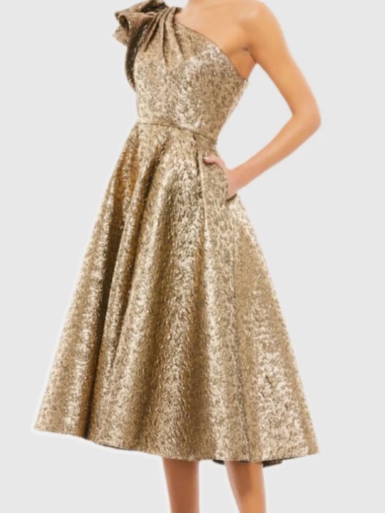 Mac Duggal Dresses & Skirts - Mac Duggal One-Shoulder Gold Cocktail Dress
